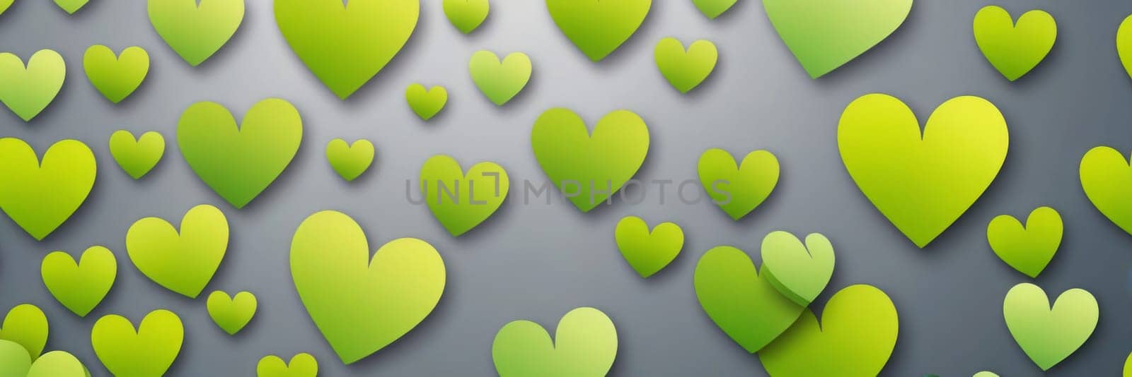 Heart Shapes in Gray and Lime green by nkotlyar