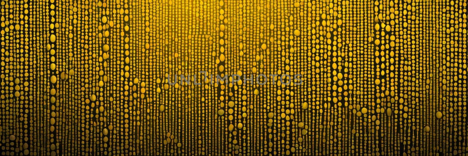 A gradient wallpaper with Beaded shapes using yellow and dark khaki gradient colors. Generative AI.