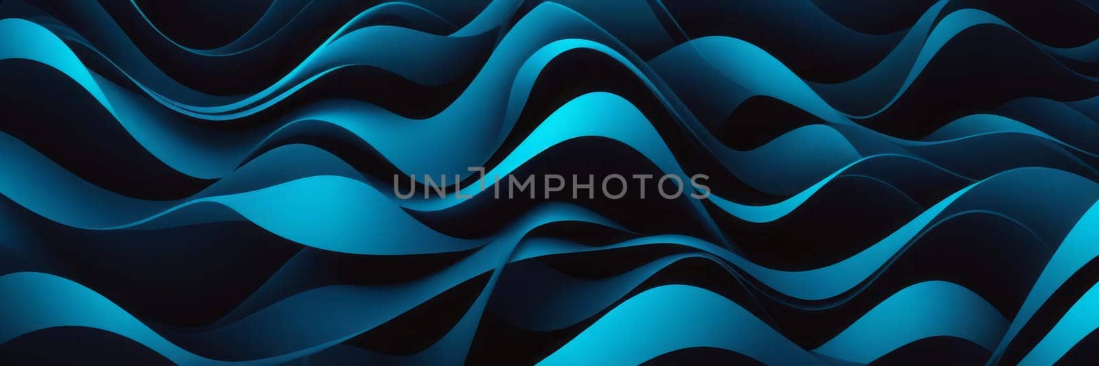A gradient wallpaper with Looped shapes using black and deepskyblue gradient colors. Generative AI.