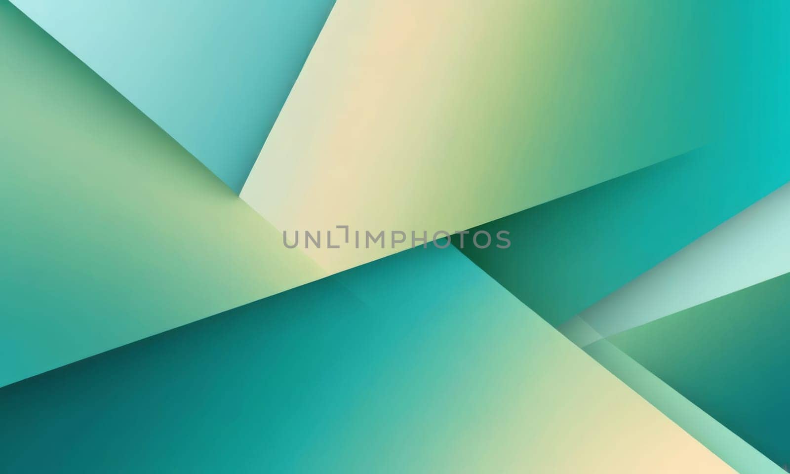 A gradient wallpaper with Oblique shapes using teal and mint cream gradient colors. Generative AI.