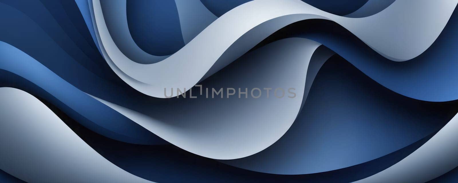 A gradient wallpaper with Twisted shapes using gray and midnight blue gradient colors. Generative AI.