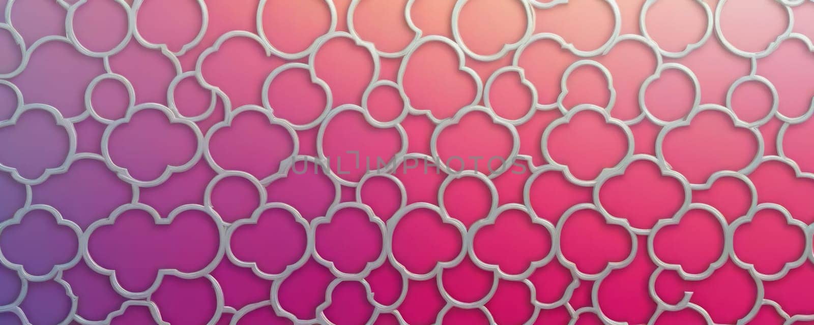 A gradient wallpaper with Quatrefoil shapes using silver and deep pink gradient colors. Generative AI.