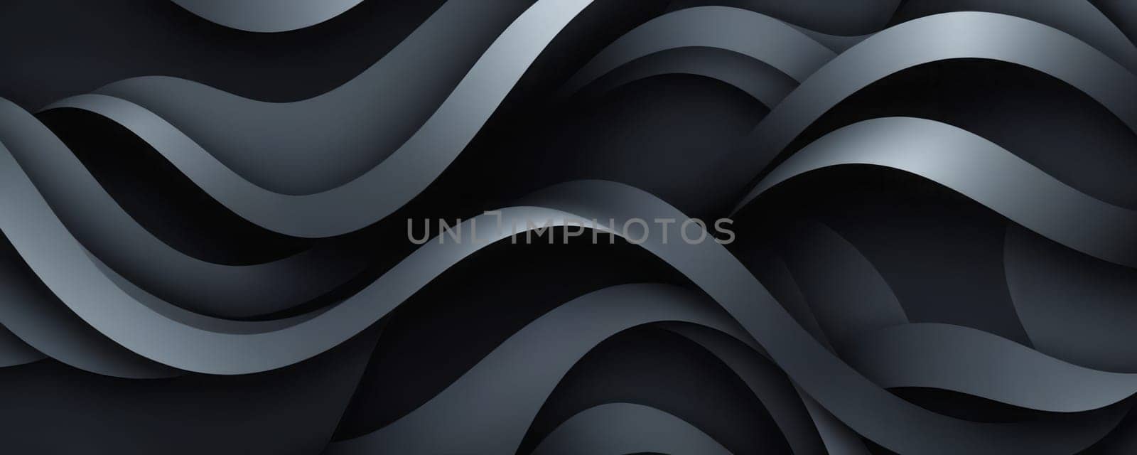 A gradient wallpaper with Looped shapes using black and dark gray gradient colors. Generative AI.