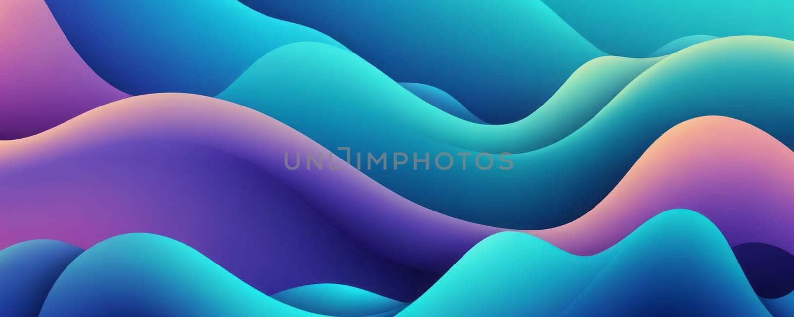 A gradient wallpaper with Looped shapes using blue and pale turquoise gradient colors. Generative AI.