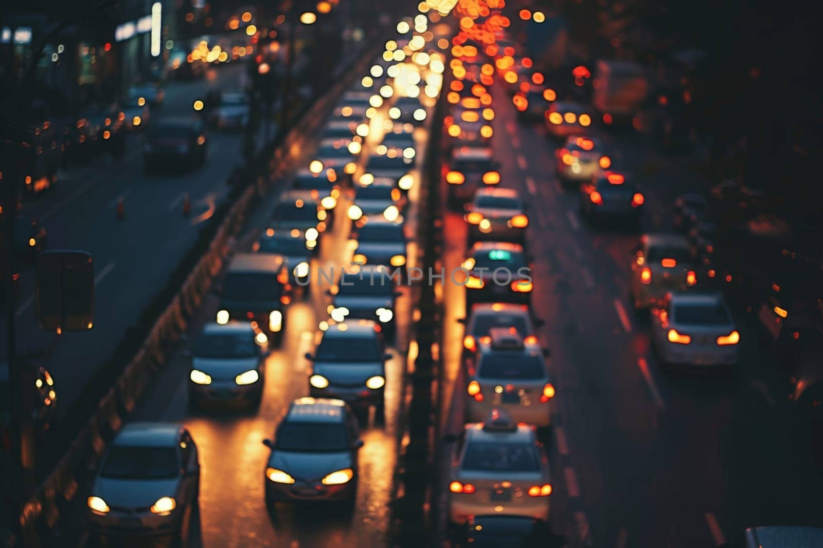 top view photograph of traffic jam in metropolis city or highway.
