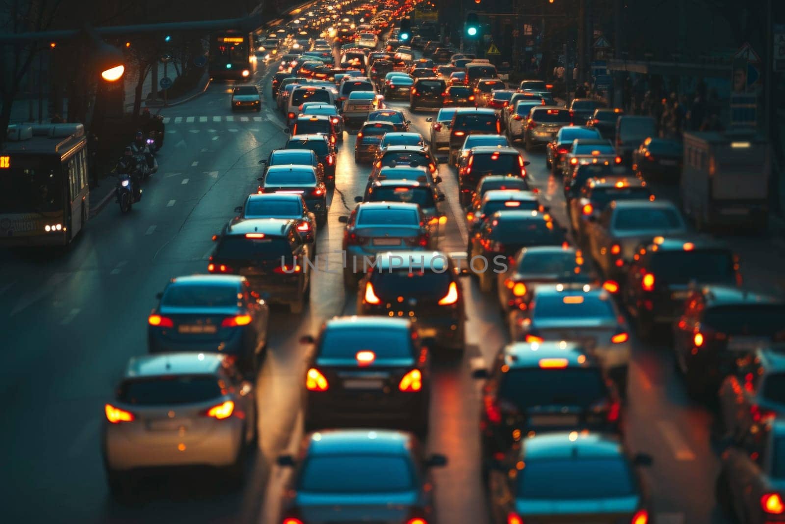 top view photograph of traffic jam in metropolis city or highway.