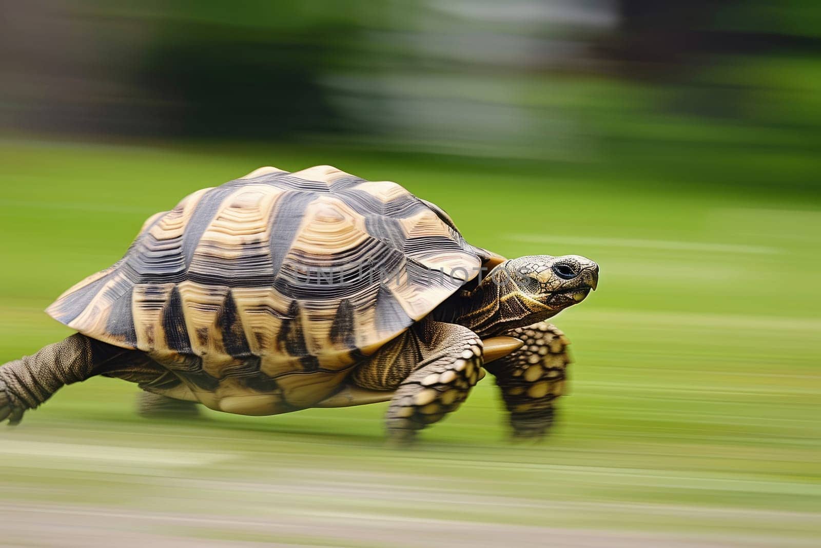 A turtle that fast runs in blur background .generative AI by matamnad