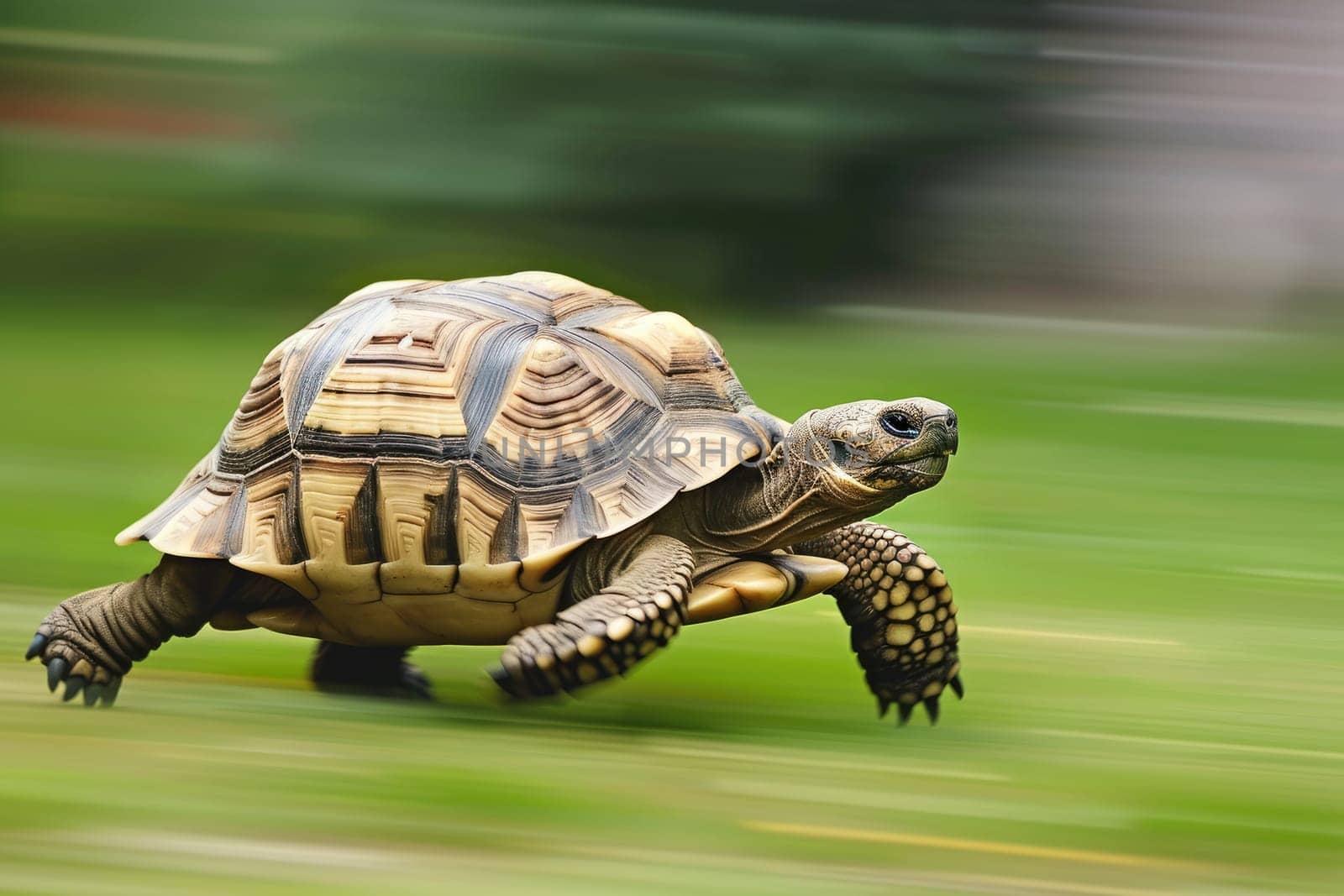 A turtle that fast runs in blur background .generative AI.