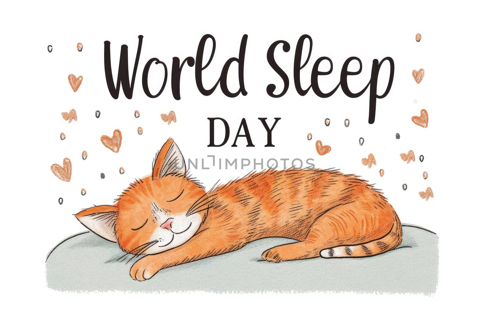 a cat sleep in world sleep day concept. generative ai by matamnad