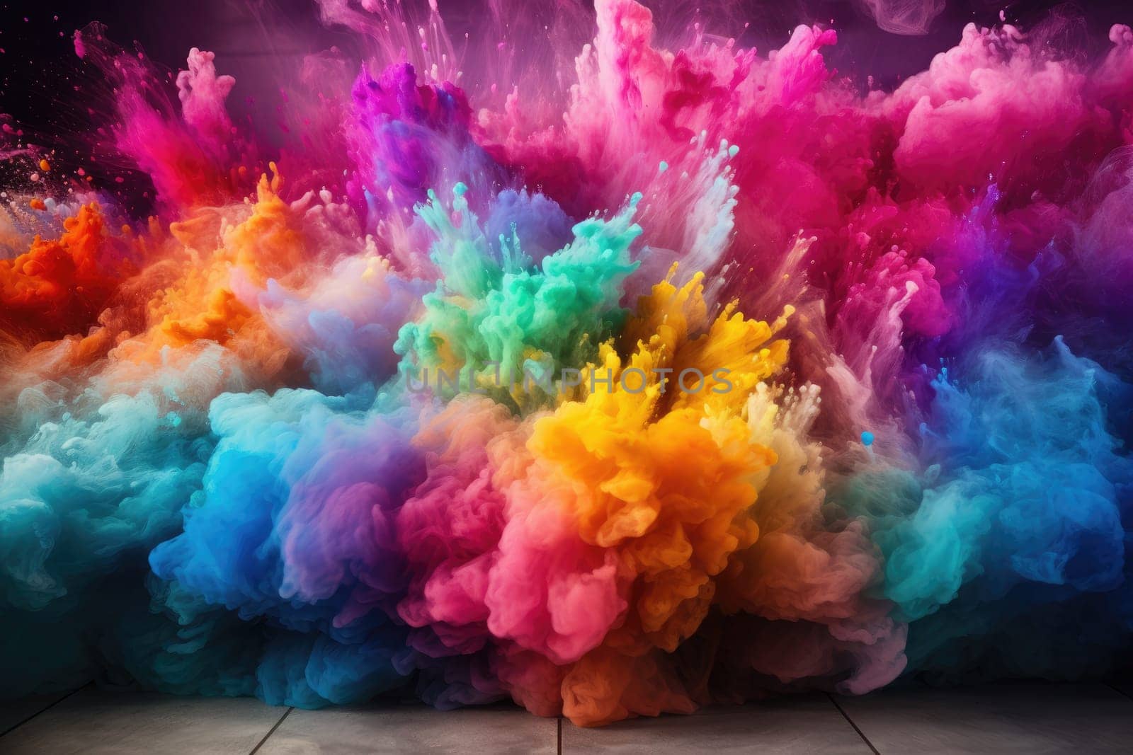 Colorful rainbow holi paint splash color powder explosion, generative ai.