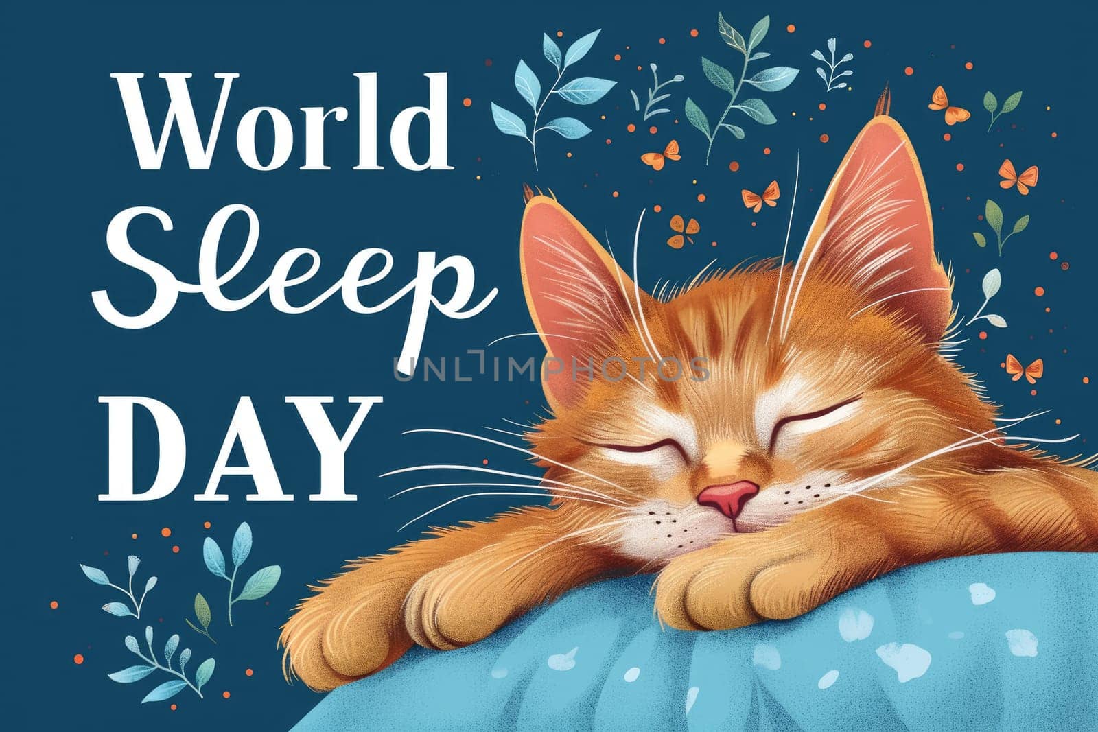 a cat sleep in world sleep day concept. generative ai by matamnad