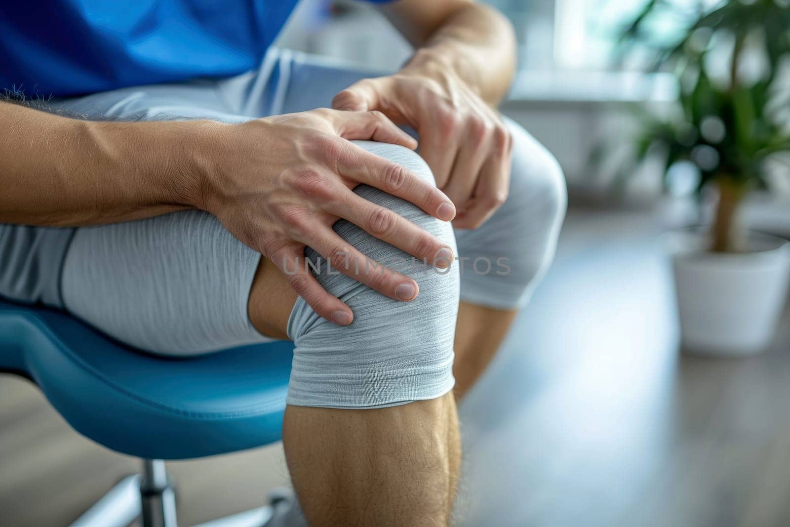 Pain collection, a person suffering from knee pain. Medical and health problem. Generative Ai.