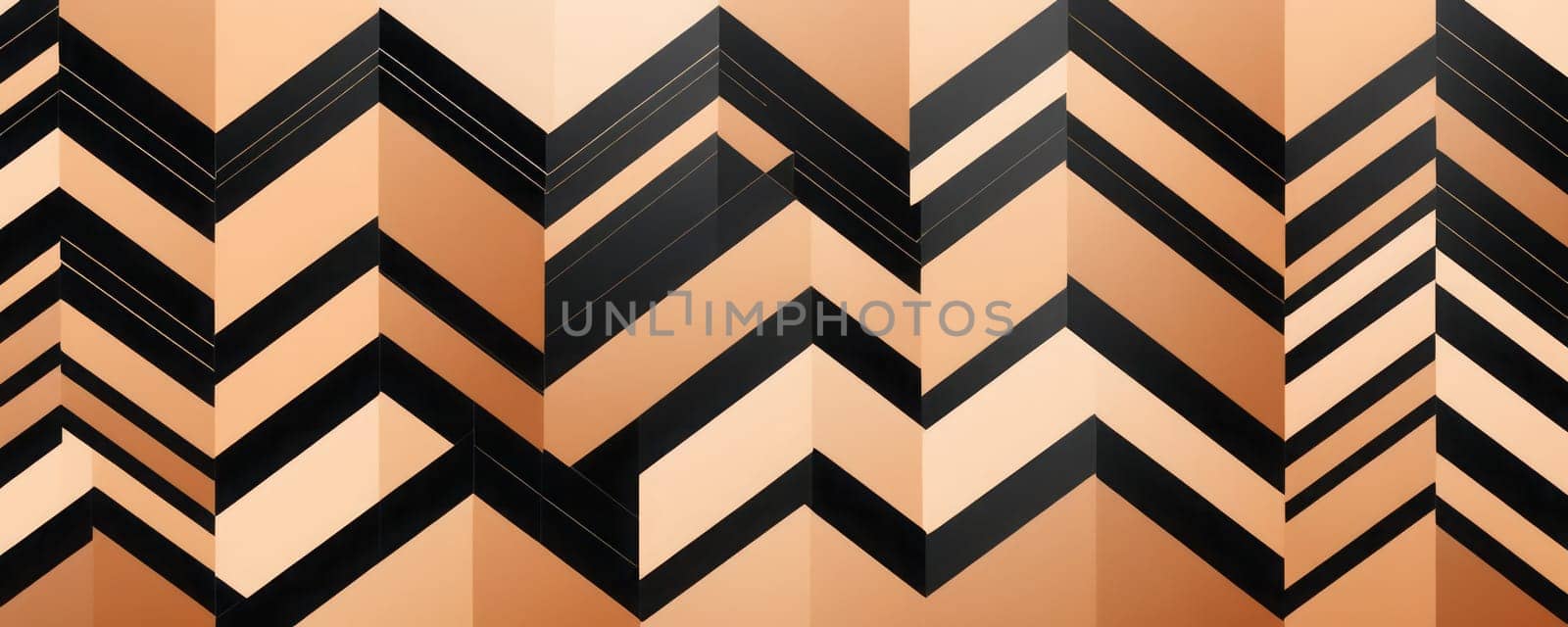 A gradient wallpaper with Zigzag shapes using black and blanched almond gradient colors. Generative AI.