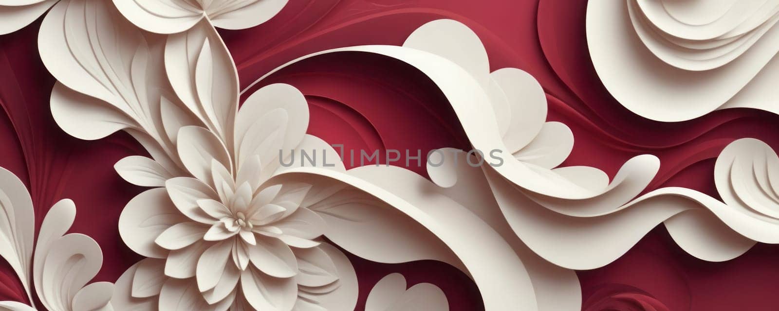 Sculpted Shapes in Maroon and Floral white by nkotlyar