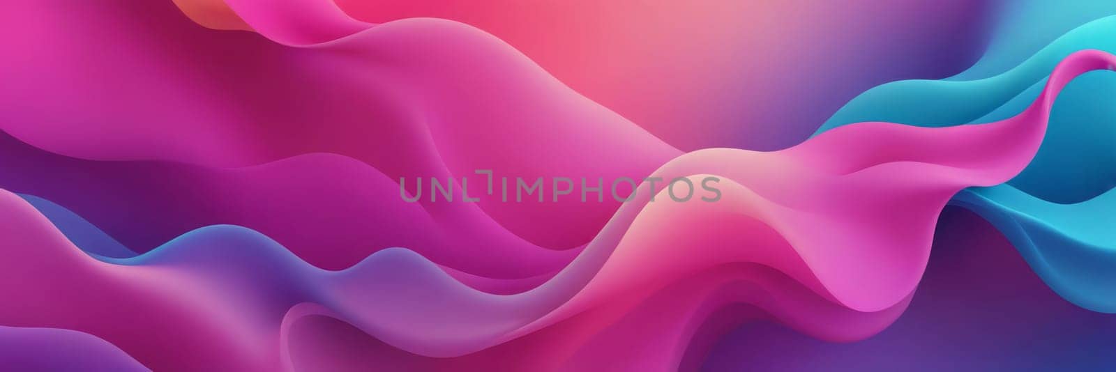 A gradient wallpaper with Amorphous shapes using fuchsia and lightskyblue gradient colors. Generative AI.