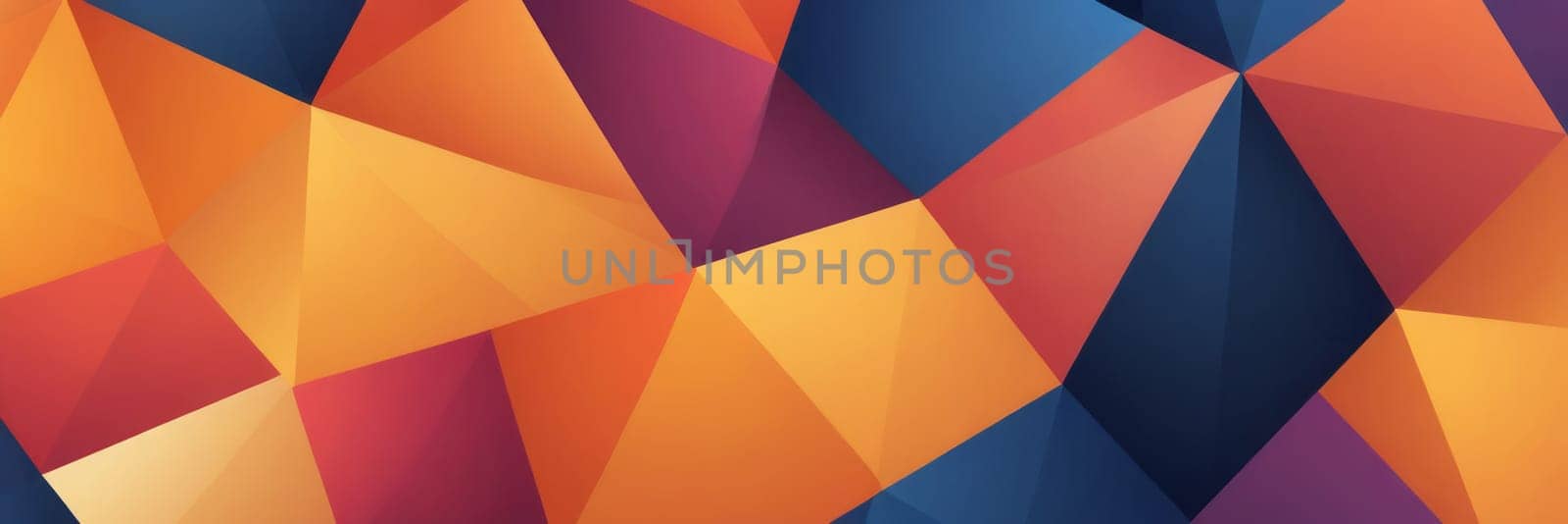 A gradient wallpaper with Pentagonal shapes using orange and indigo gradient colors. Generative AI.