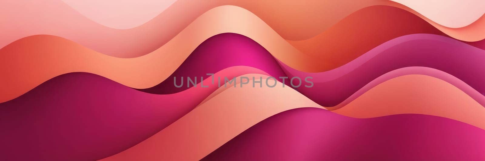 A gradient wallpaper with Curvilinear shapes using fuchsia and salmon gradient colors. Generative AI.