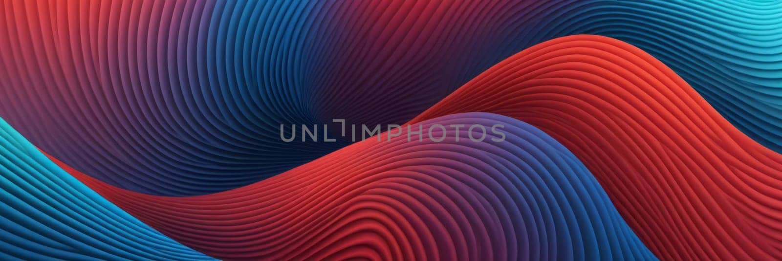 A gradient wallpaper with Vortex shapes using red and azure gradient colors. Generative AI.