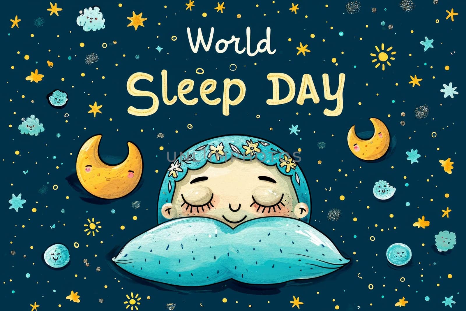 a girl sleep in world sleep day concept. generative ai by matamnad