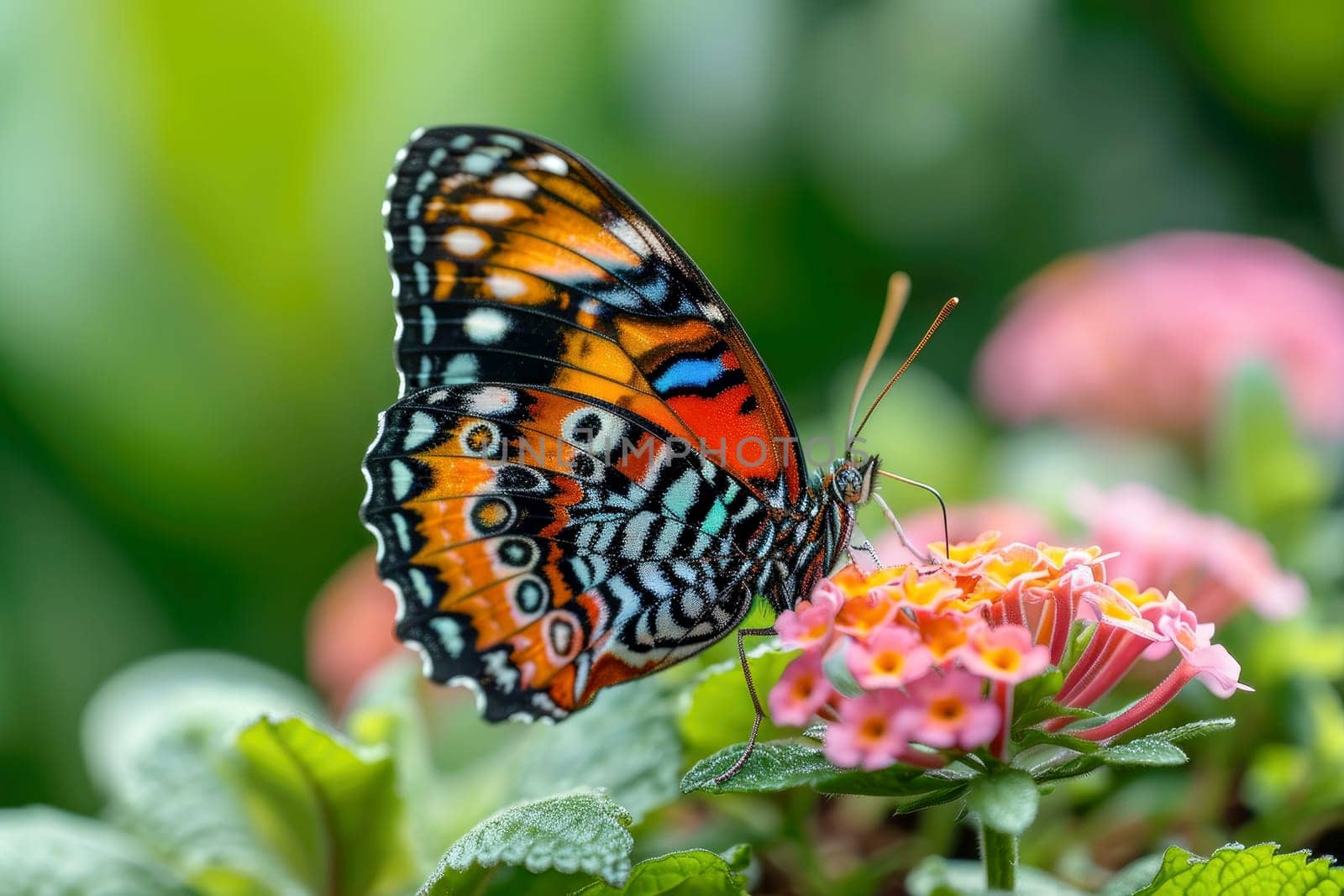 Close-up photography of butterfly in forest. generative AI.