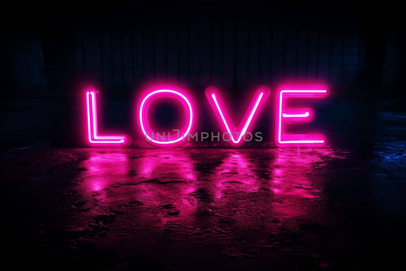 a neon sign with the word love spelled out of it .AI generative by matamnad