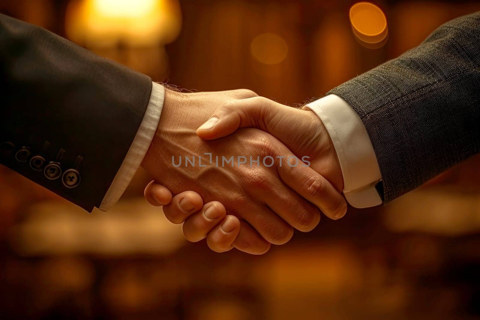 Successful Business Partnership Two Professionals Shake Hands in a Corporate Environment Generative AI.