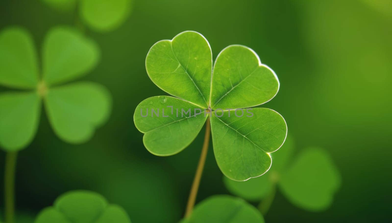 A close-up shot of fresh green clover leaves with water drops on a soft blurred background. This image symbolizes luck, nature, and growth.