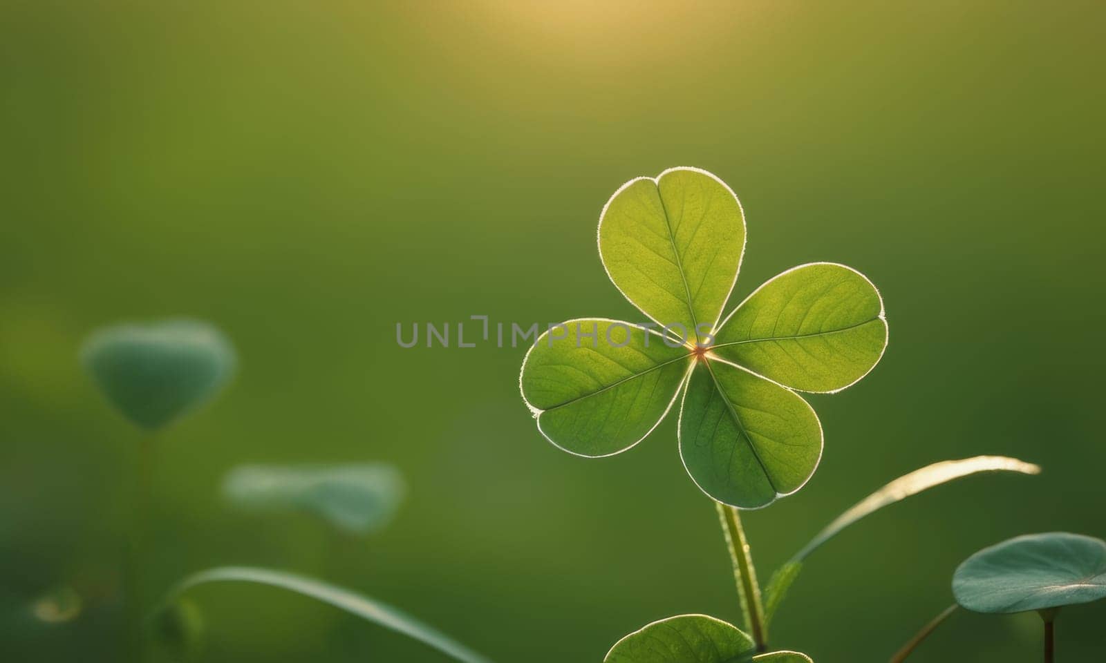 A close-up shot of fresh green clover leaves with water drops on a soft blurred background. This image symbolizes luck, nature, and growth.