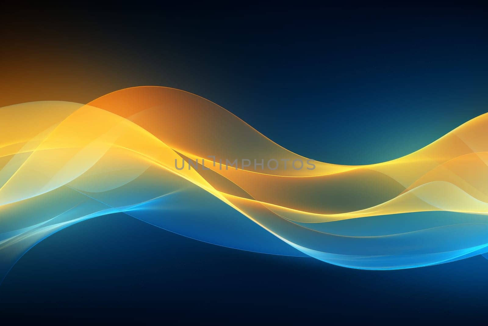 abstract futuristic background with yellow blue glowing neon lines . Data transfer concept..AI Generative by matamnad
