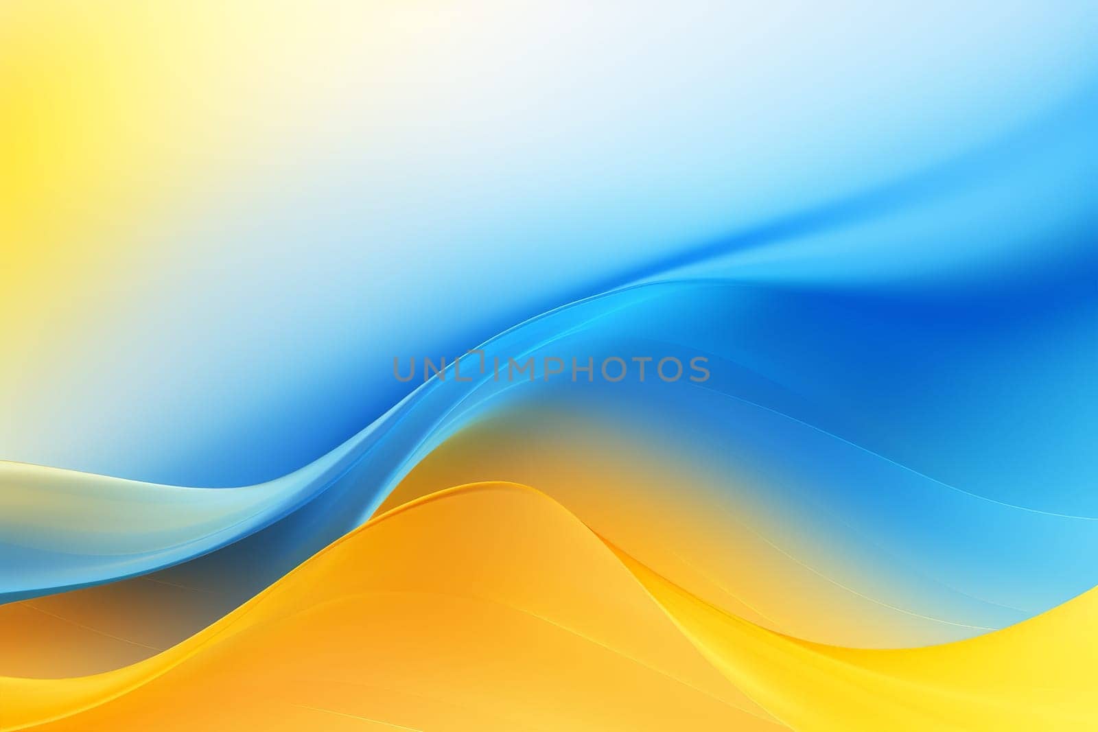 abstract futuristic background with yellow blue glowing neon lines . Data transfer concept..AI Generative by matamnad
