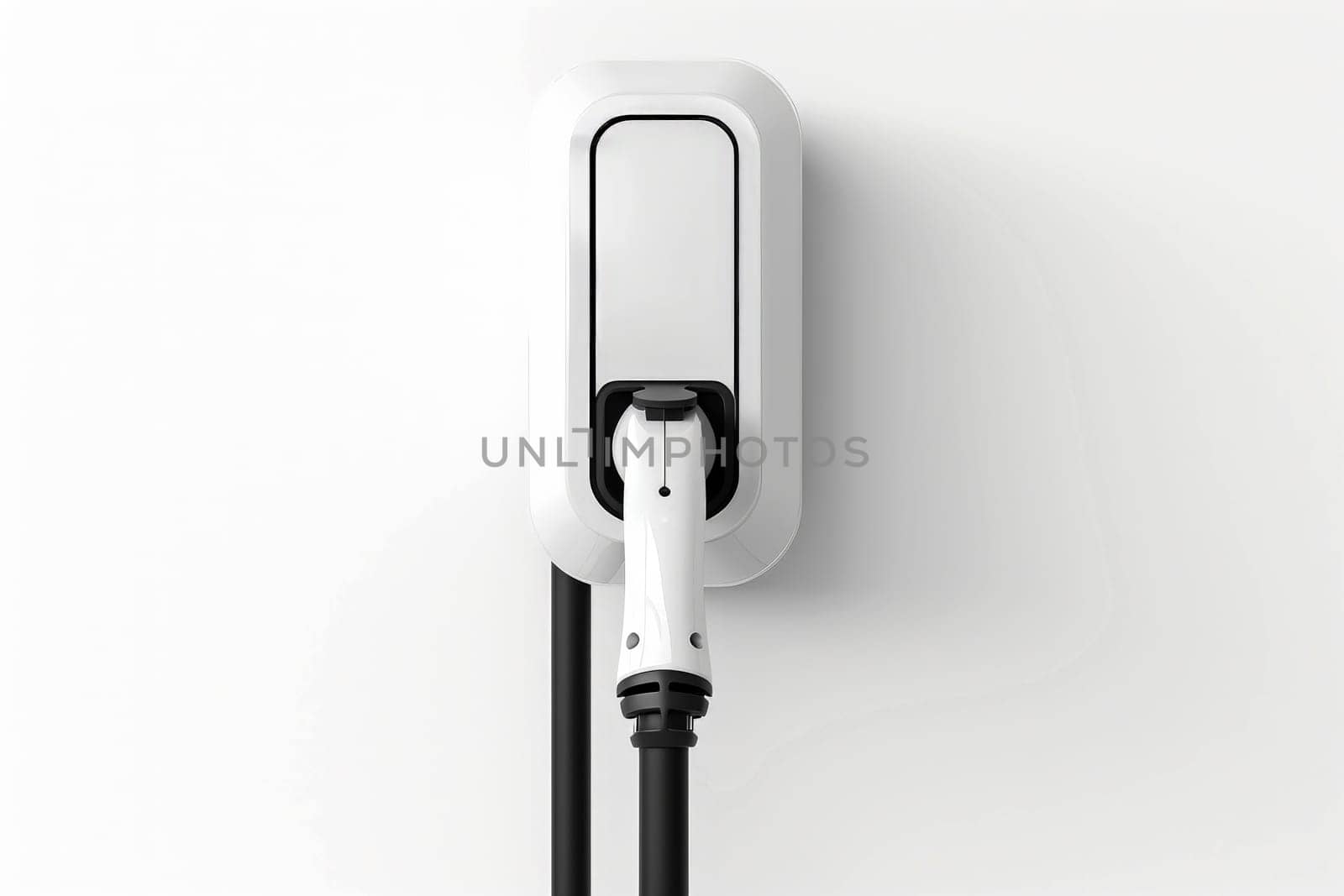 Generic electric EV hybrid vehicle car charger isolated on a white background, generative ai by matamnad