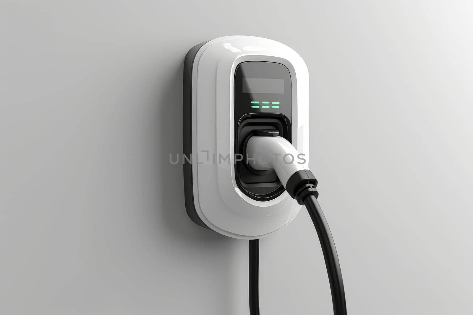 Generic electric EV hybrid vehicle car charger isolated on a white background, generative ai.