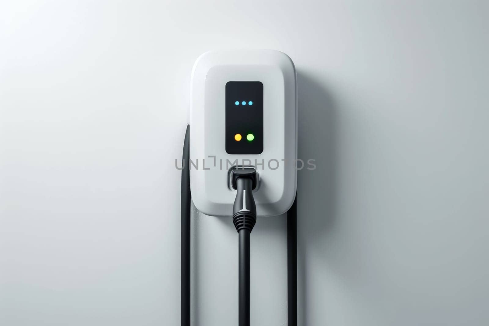 Generic electric EV hybrid vehicle car charger isolated on a white background, generative ai by matamnad
