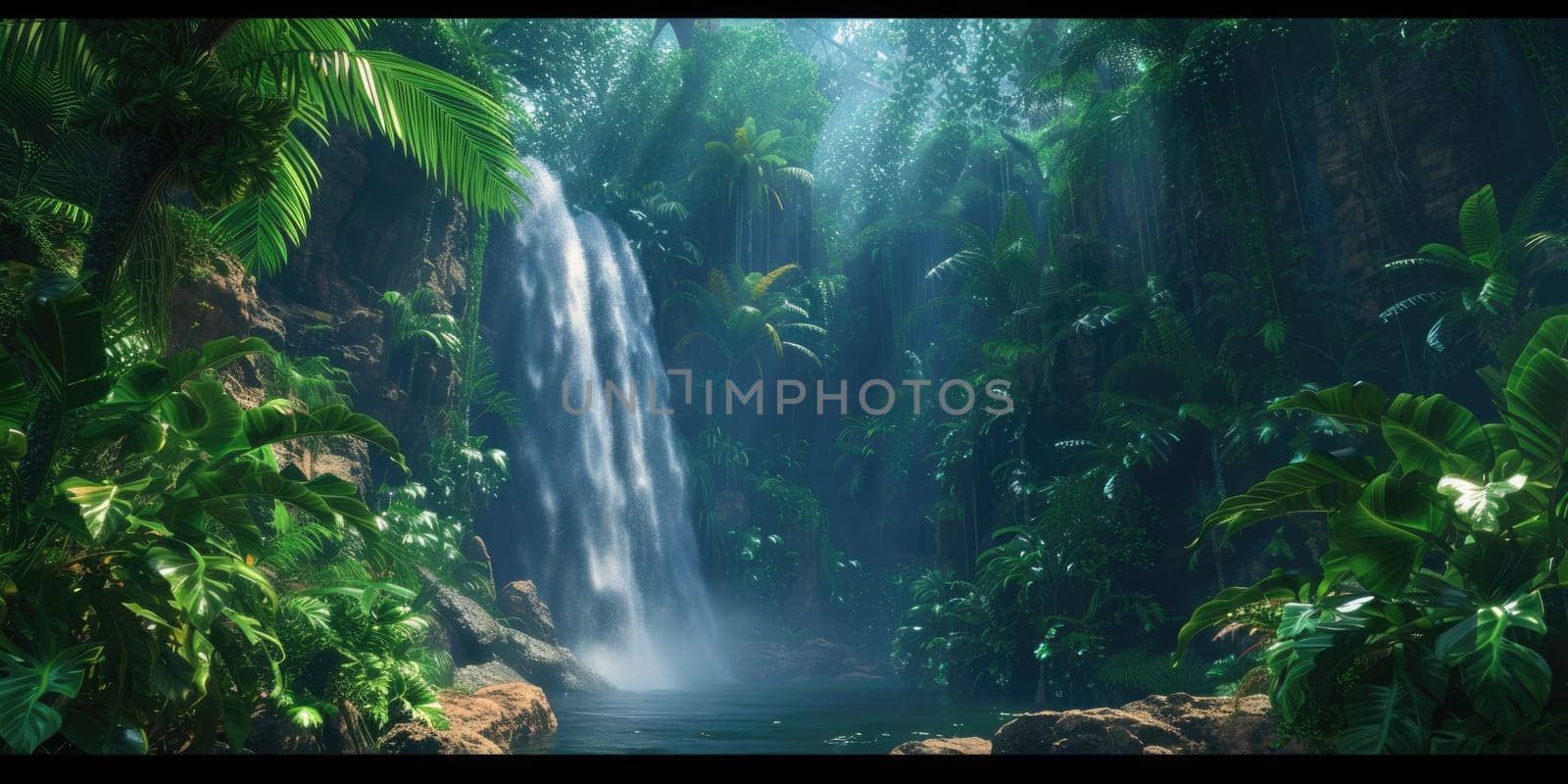 Tranquil Waterfall in Lush Tropical Rainforest. Resplendent. by biancoblue