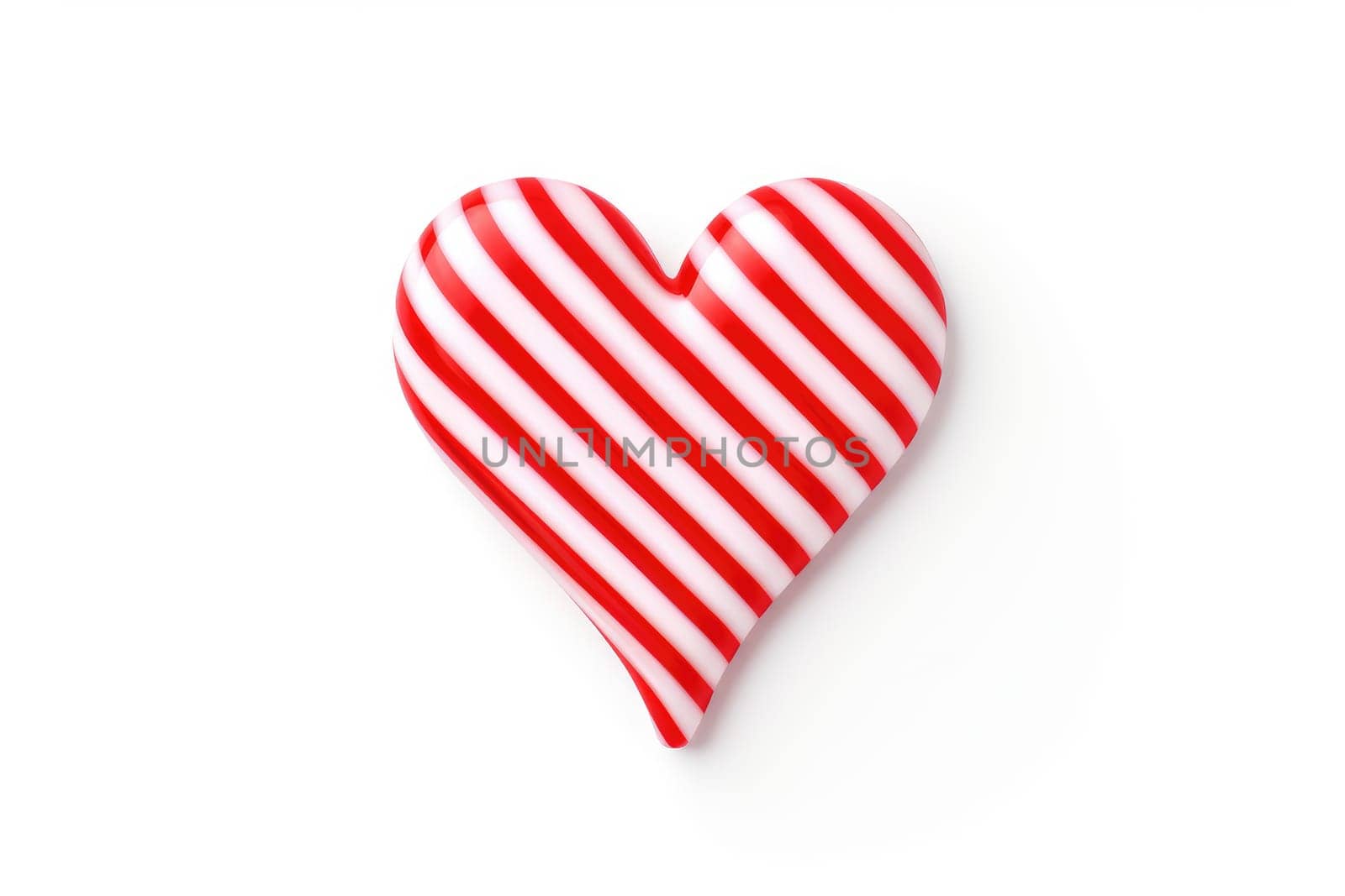 Candy Canes Forming Heart Shape on White Background - Generative AI.