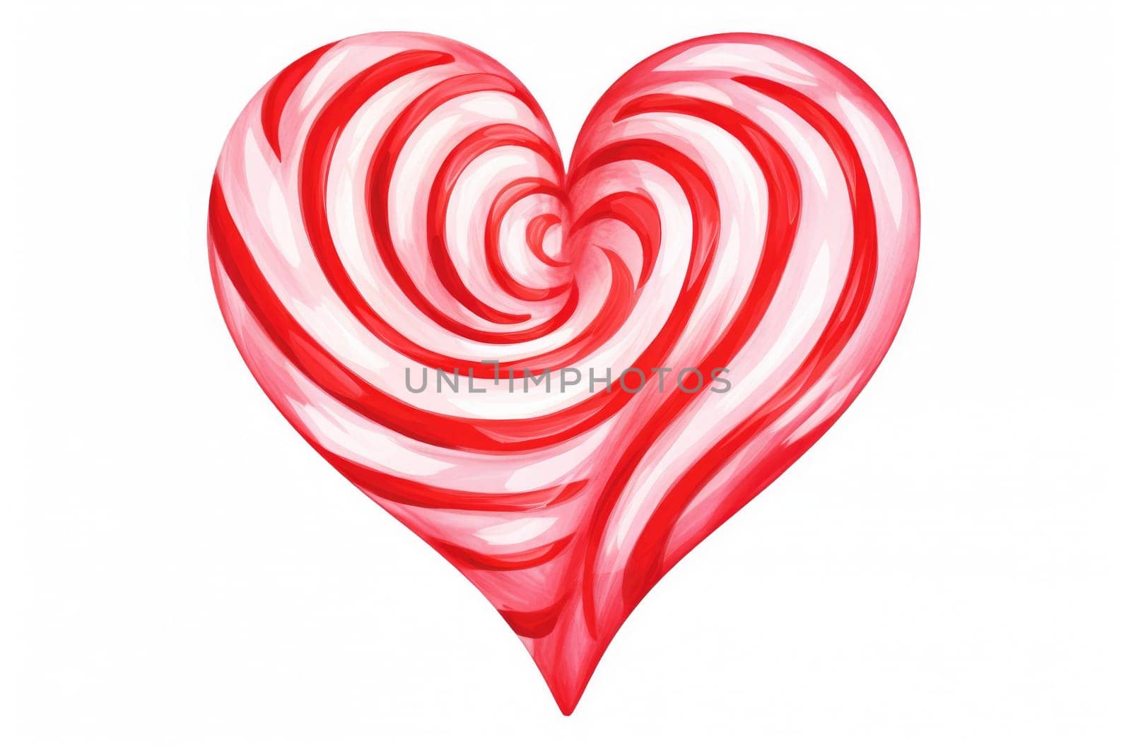 Candy Canes Forming Heart Shape on White Background - Generative AI.