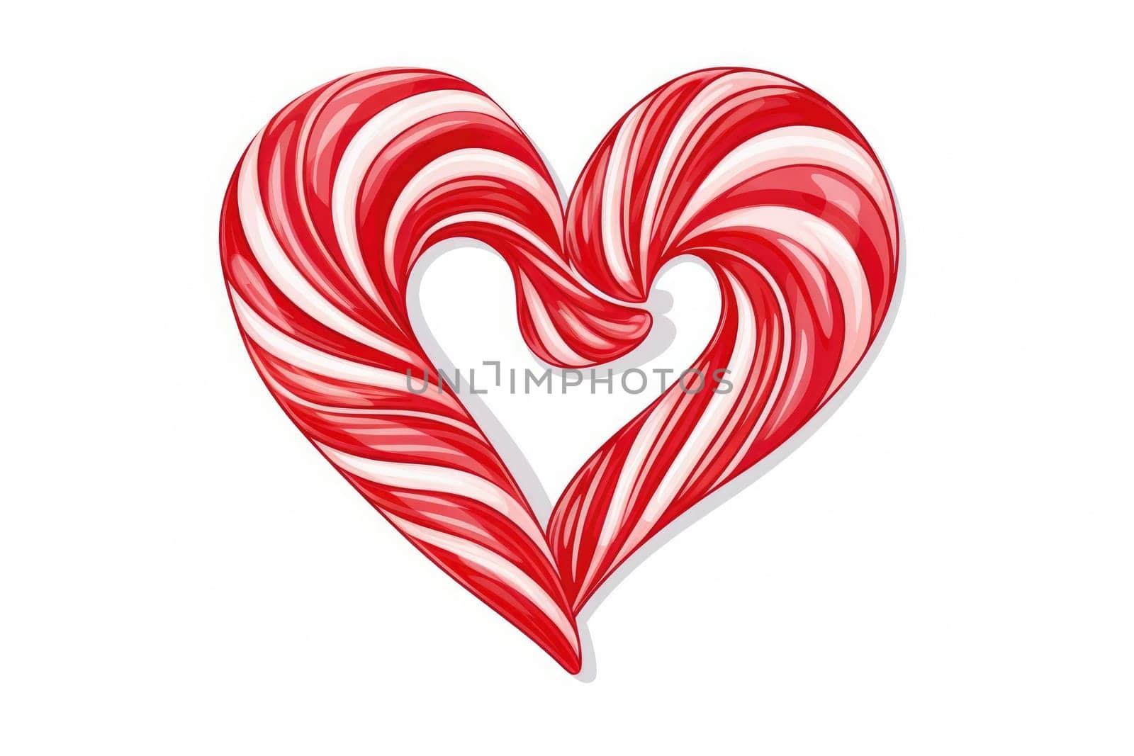 Candy Canes Forming Heart Shape on White Background - Generative AI by matamnad