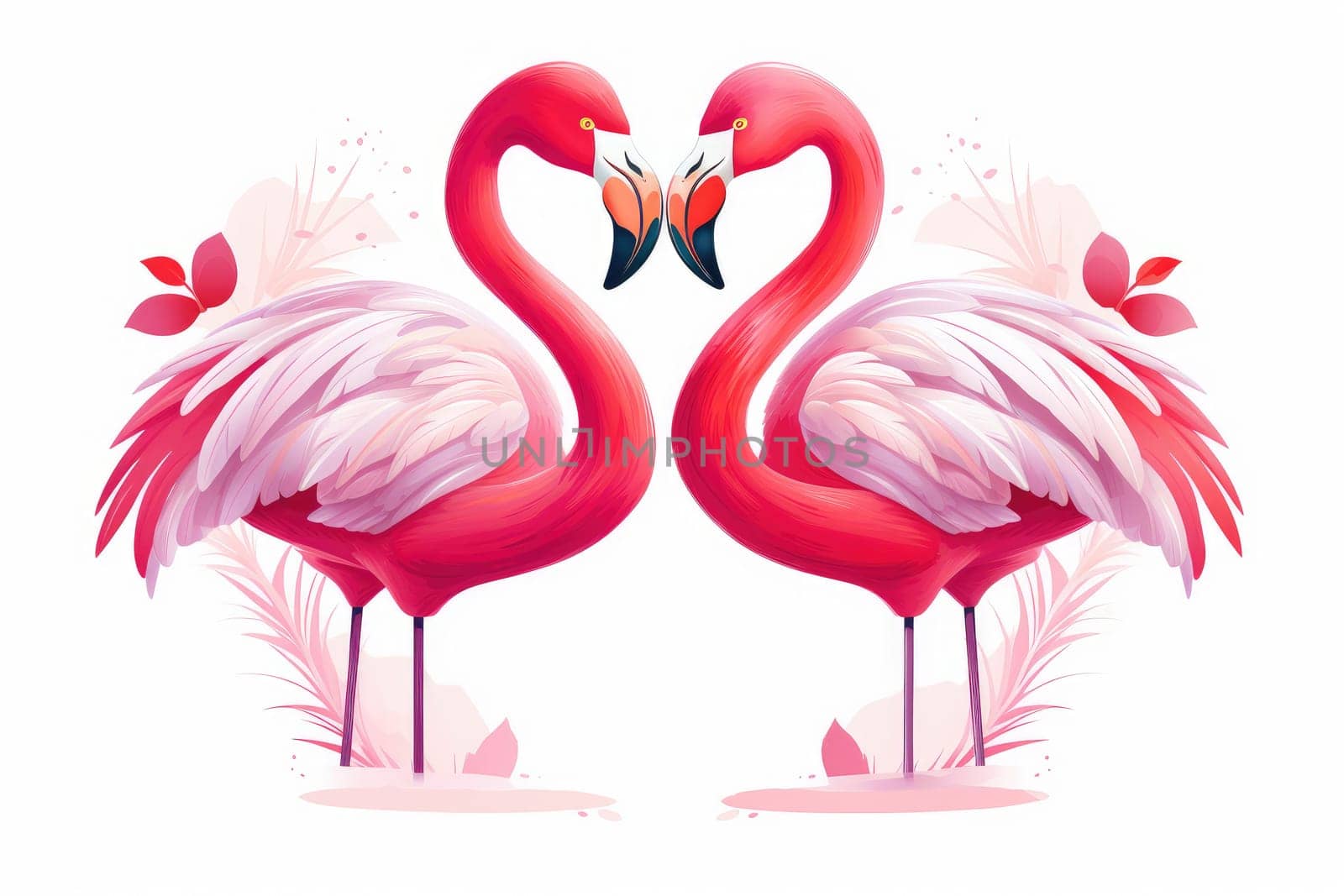 Valentine's Day creatures. swans symbolizing love with heart . Generative AI.