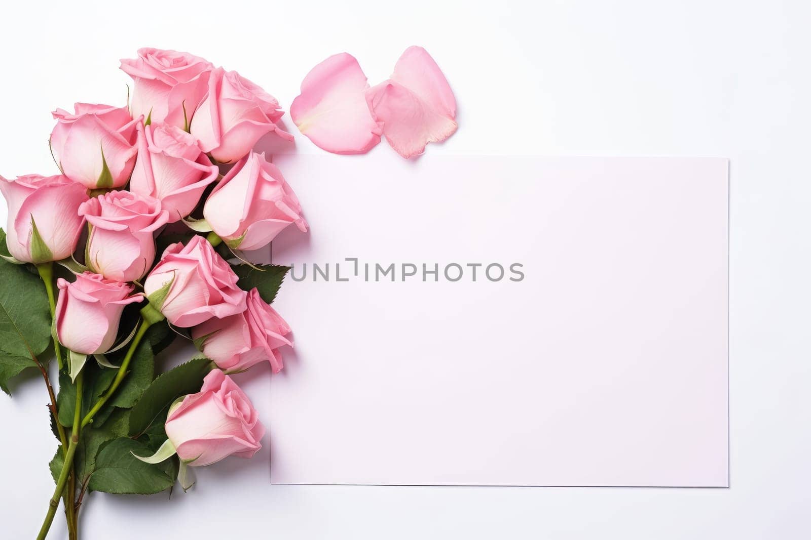 empty greeting card with roses good for valentines day, women day, mothers day.ai generative by matamnad