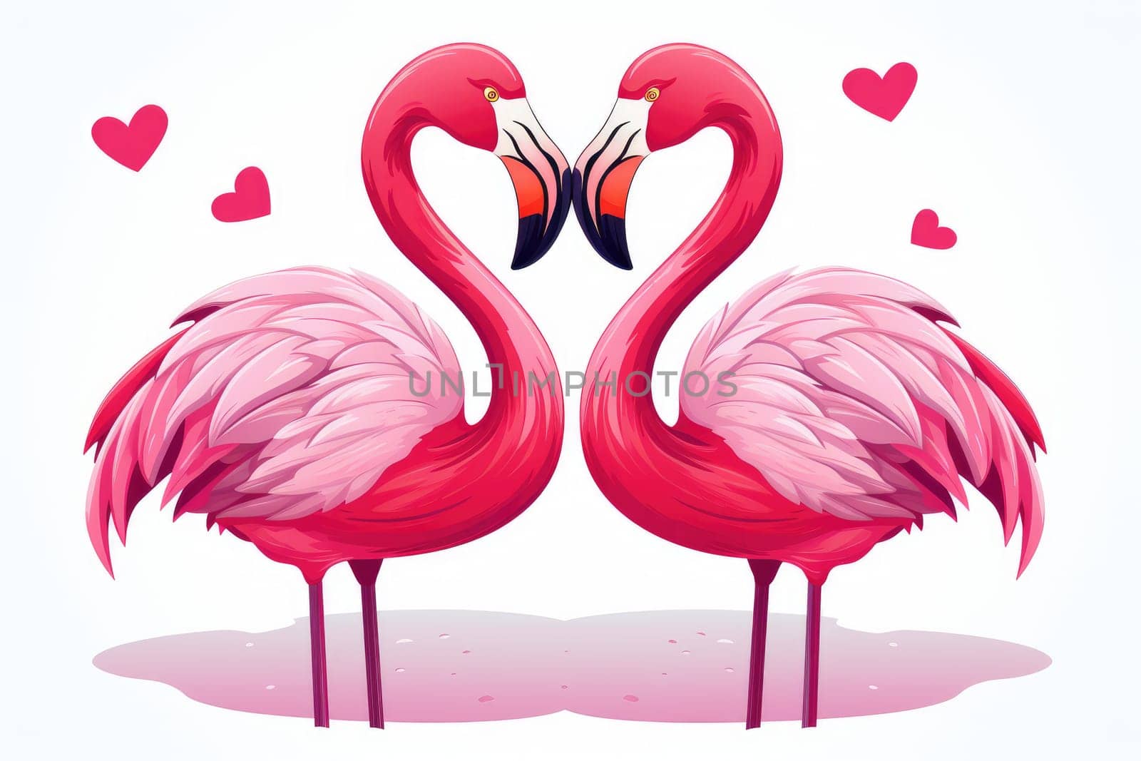 Valentine's Day creatures. swans symbolizing love with heart . Generative AI.