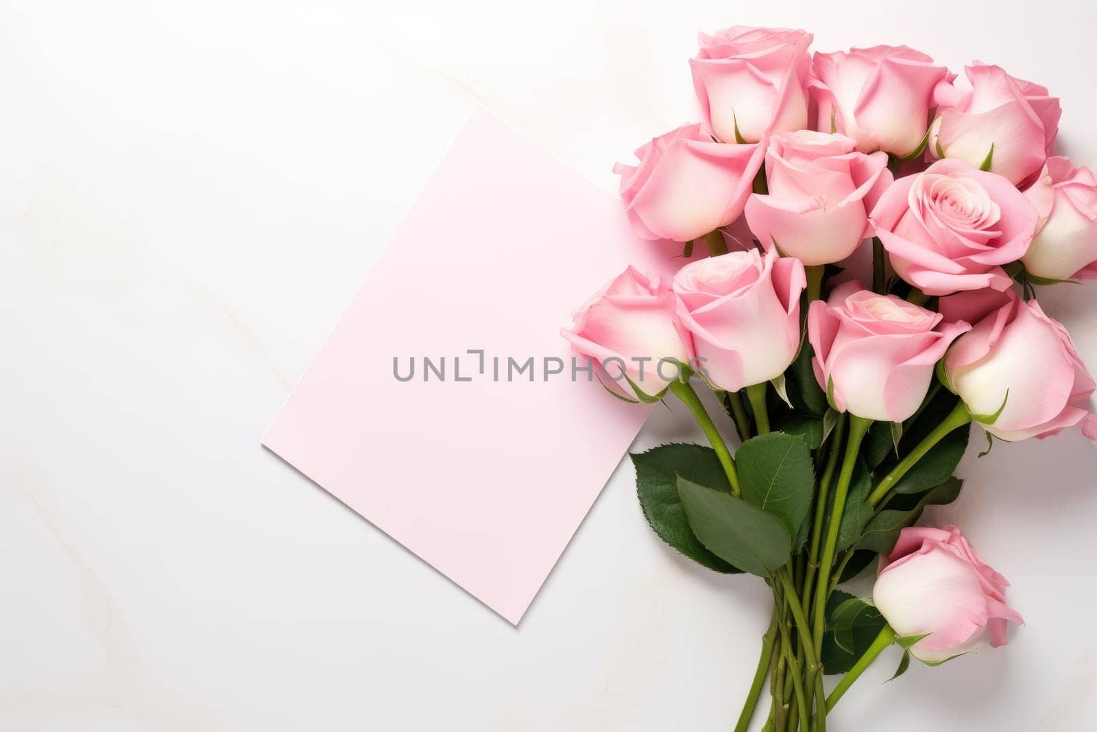 empty greeting card with roses good for valentines day, women day, mothers day.ai generative.