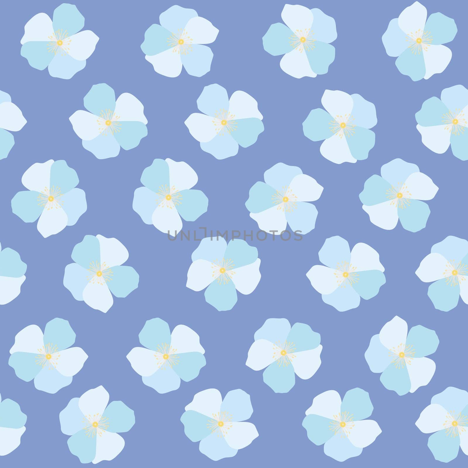 Blue flowers in rows seamless pattern by hibrida13