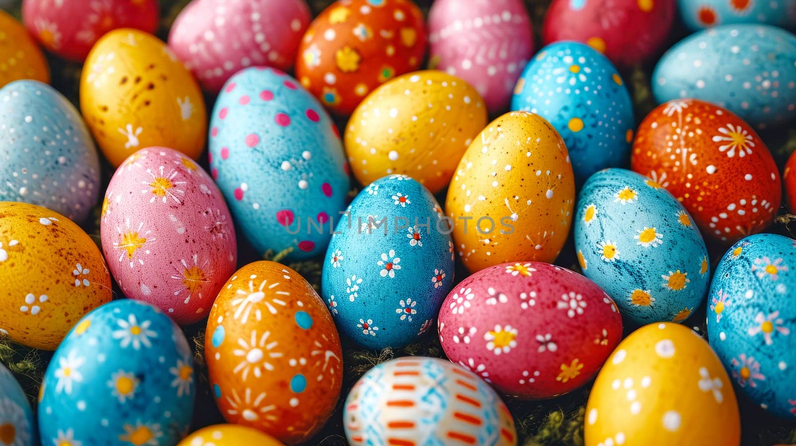 Easter eggs colorful close up background, blurred background.