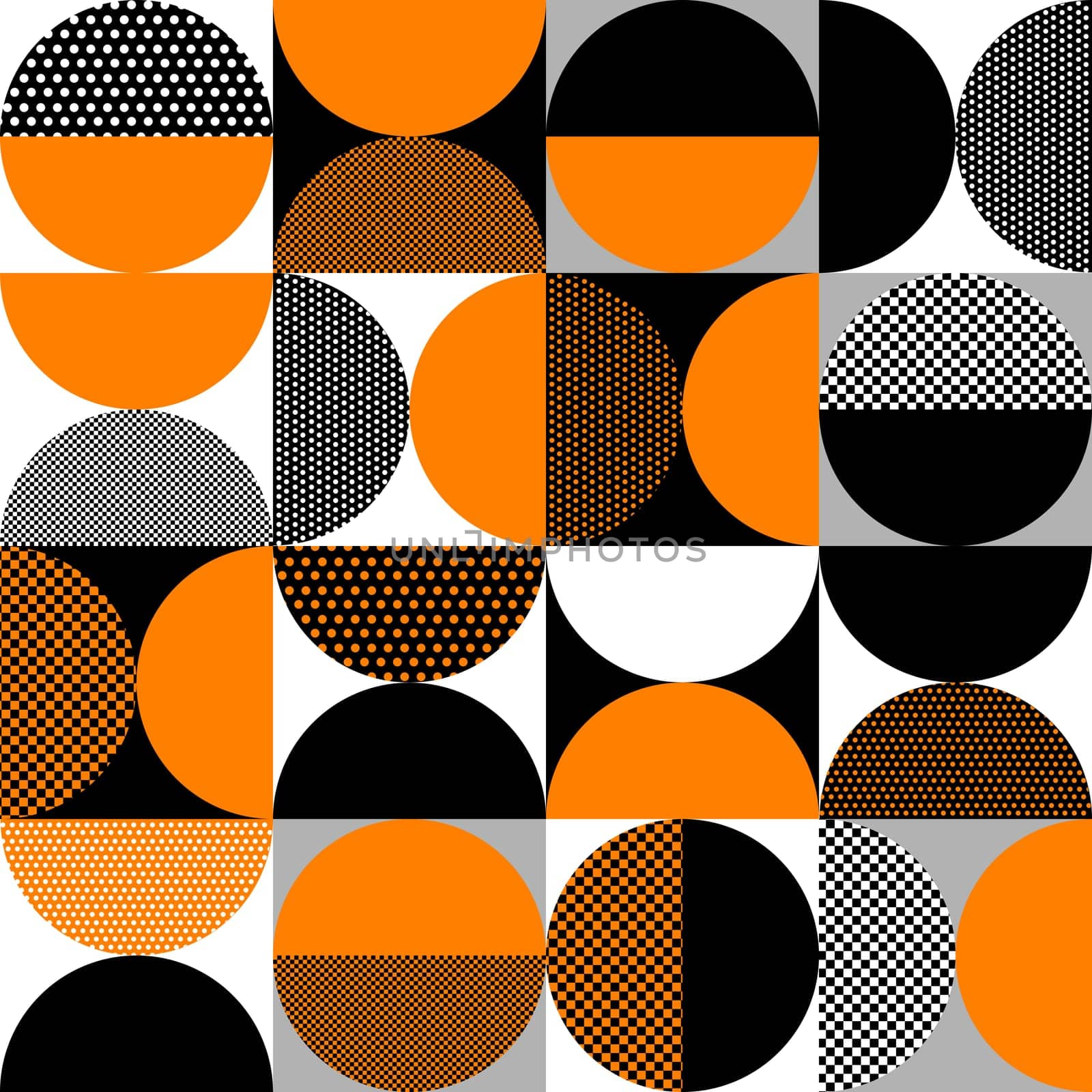 Bauhaus seamless pattern. Geometric background with squares and half circles.