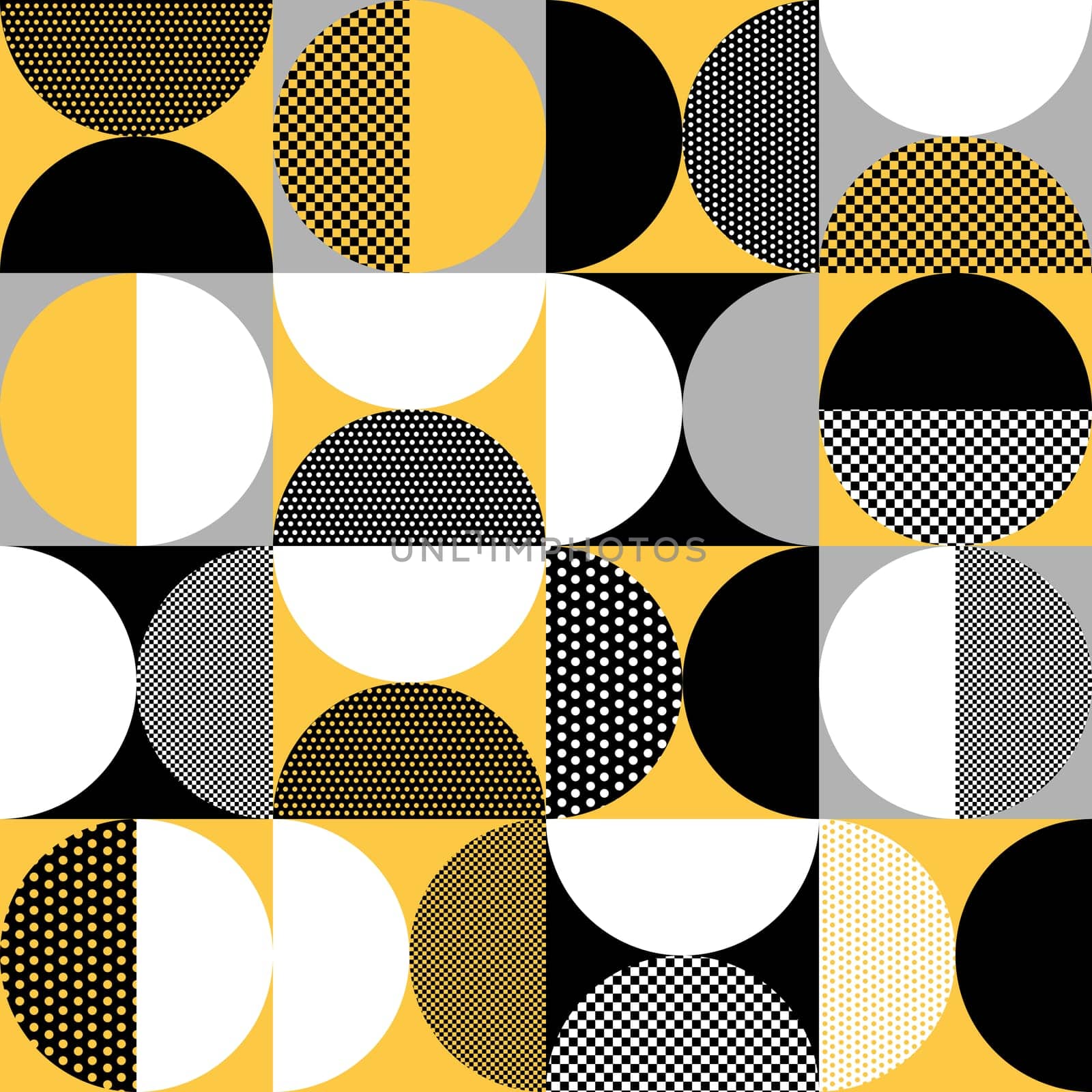 Bauhaus seamless pattern. Bauhaus poster with squares and half circles. by hibrida13