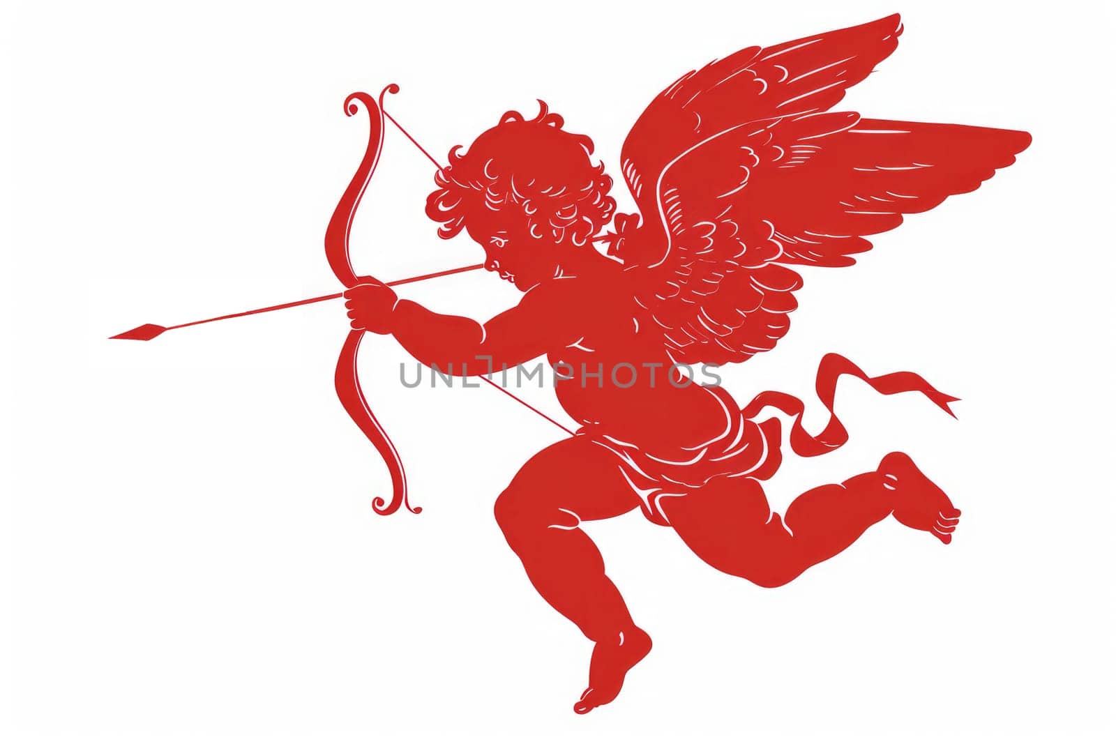 A cupid holding bow and arrow. isolated on white background.AI generative by matamnad