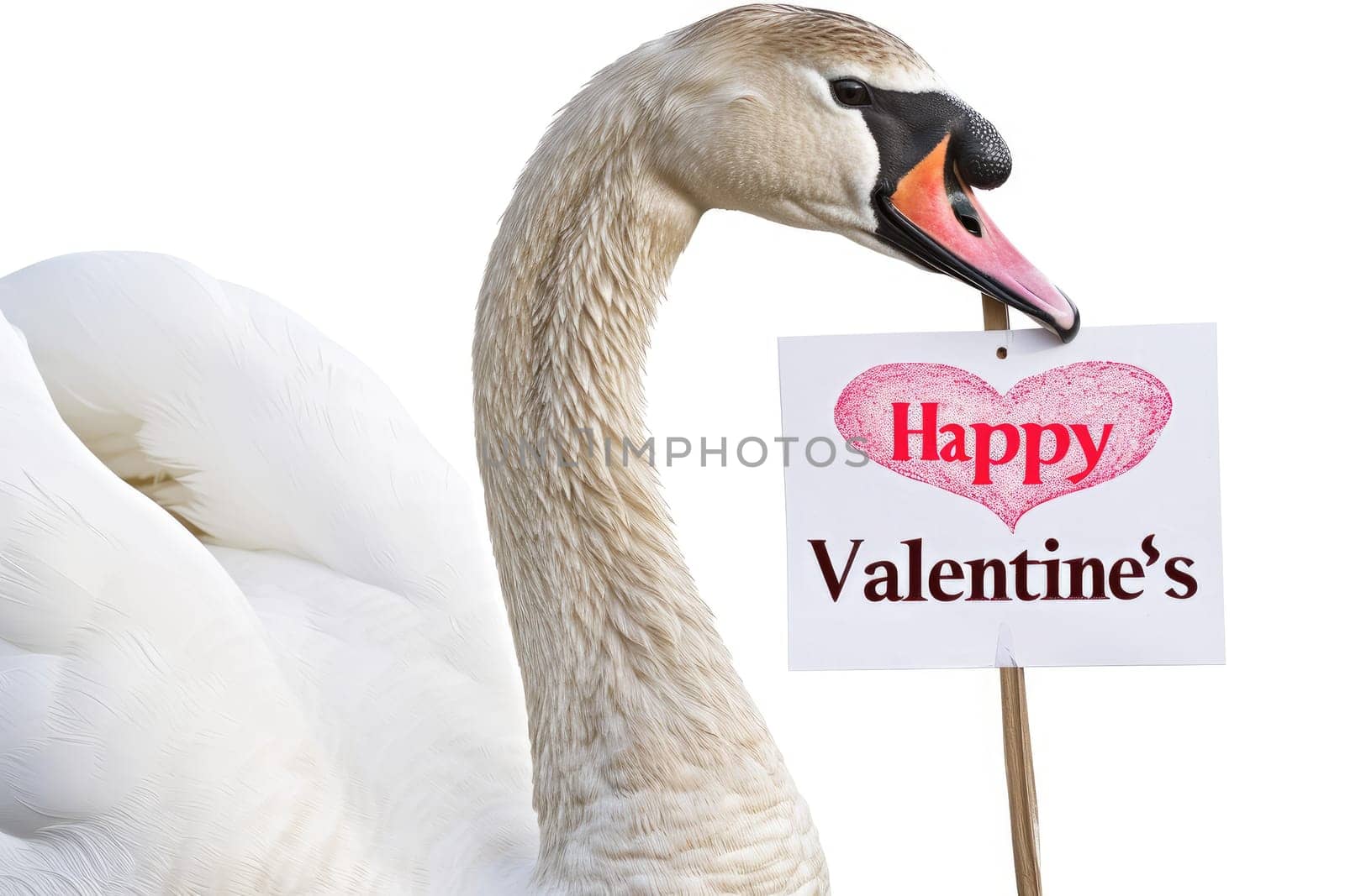 white swans and pink hearts for valentine's day.AI generative by matamnad