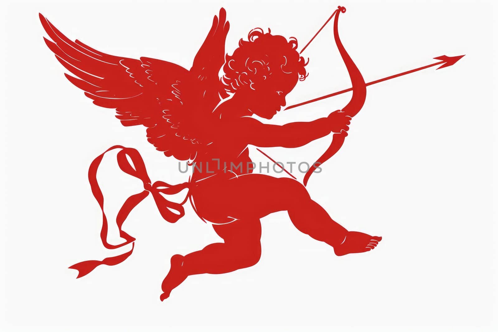 A cupid holding bow and arrow. isolated on white background.AI generative by matamnad