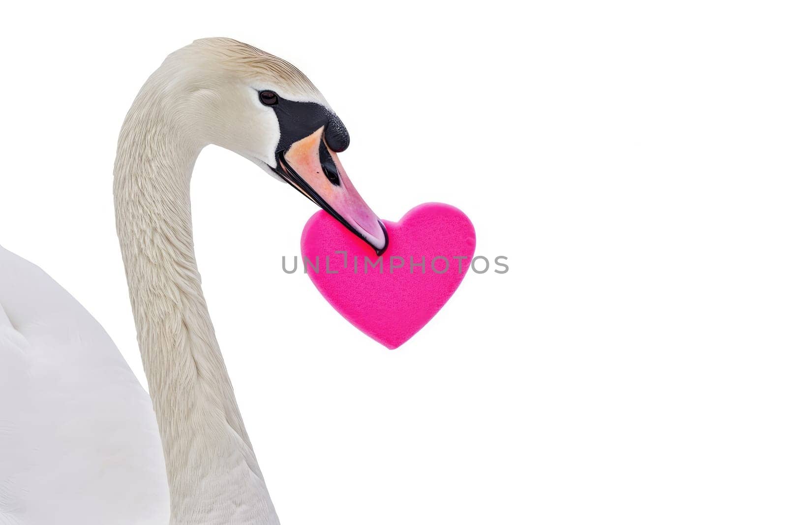 white swans and pink hearts for valentine's day.AI generative by matamnad
