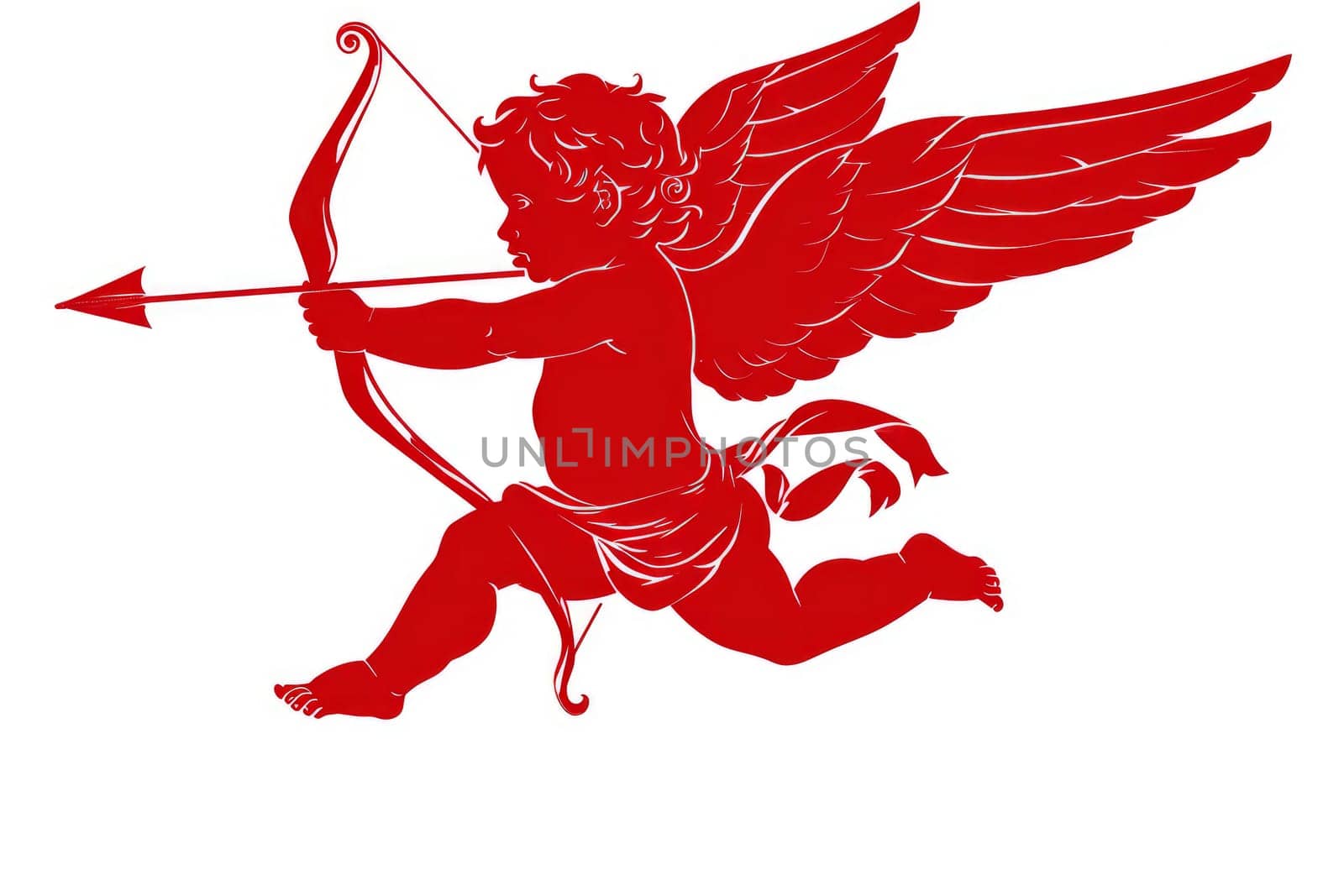 A cupid holding bow and arrow. isolated on white background.AI generative.